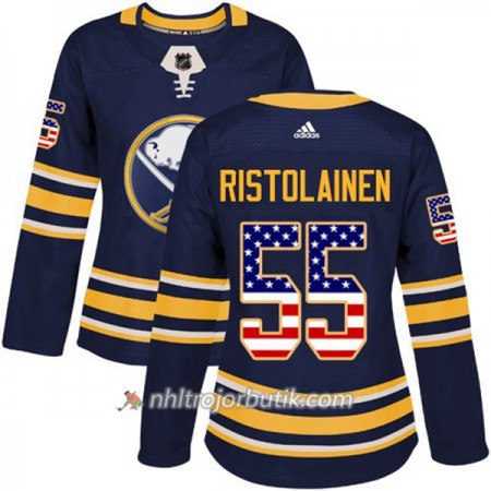 Dame Ishockey Buffalo Sabres Tröja Rasmus Ristolainen 55 Adidas 2017-2018 Marinblå USA Flag Fashion Authentic